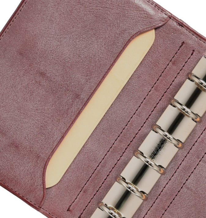 システム手帳 エヌ/ピアス すもも×ナチュラル ミニ（ミニ6） φ20mm