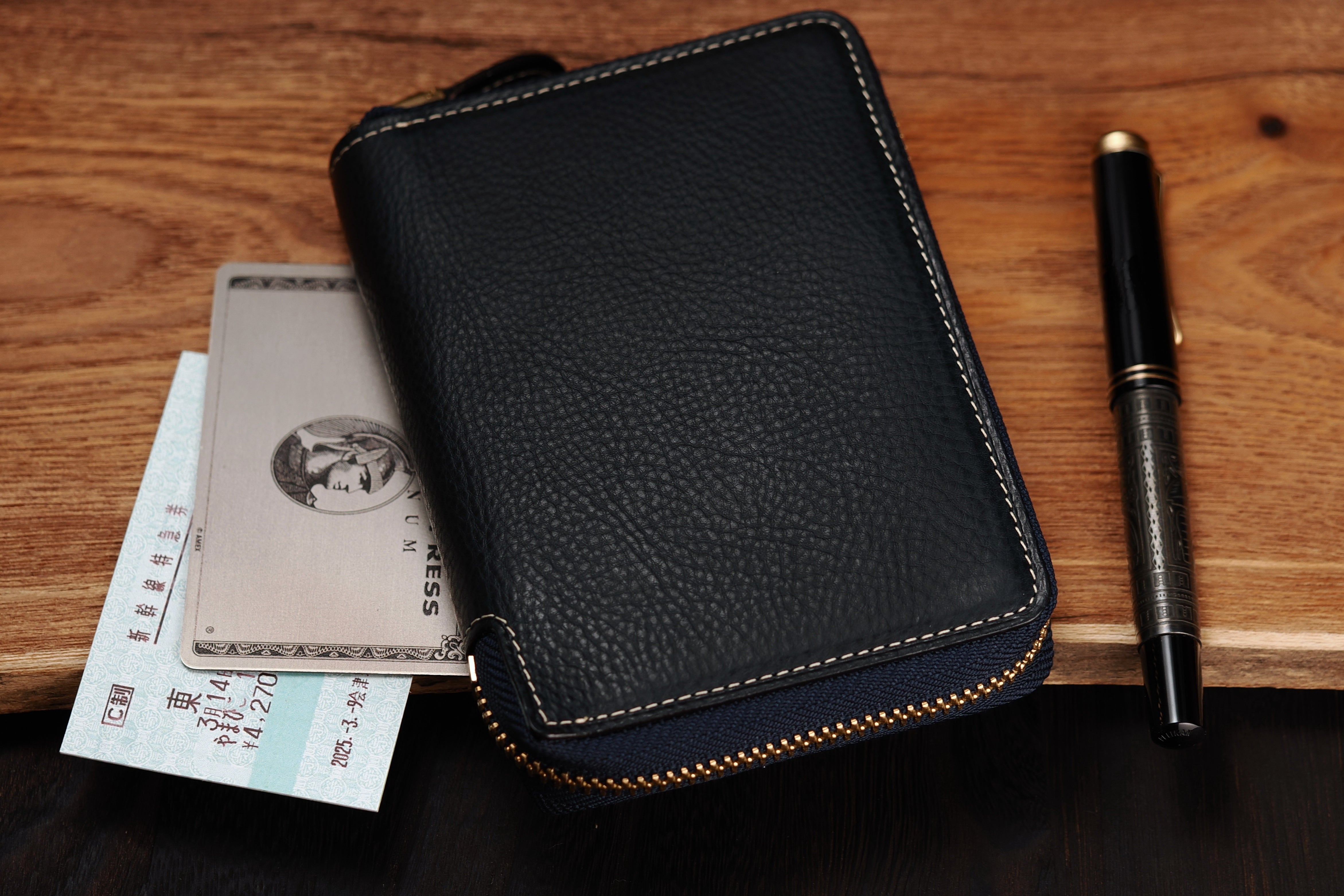 三菱 システム手帳 黒 色 (本革) を1冊 エアージェイ GT-MOBILEカーボンレザー＆本革システム手帳（B6バイブル