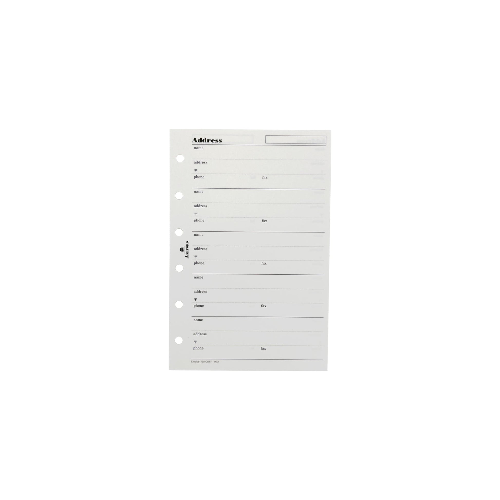 アドレスリーフ 5段  ミニ6 リフィル