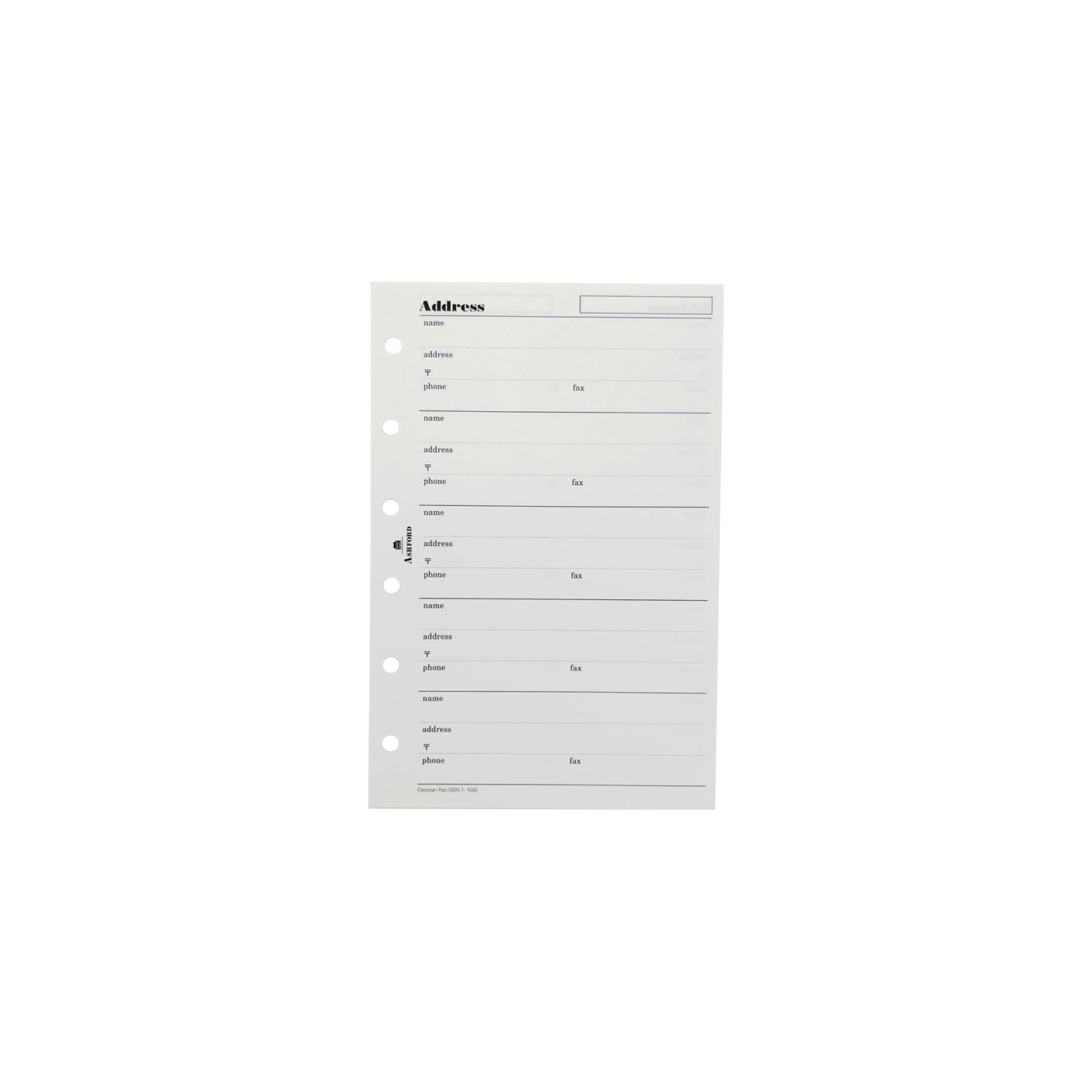 アドレスリーフ 5段  ミニ6 リフィル