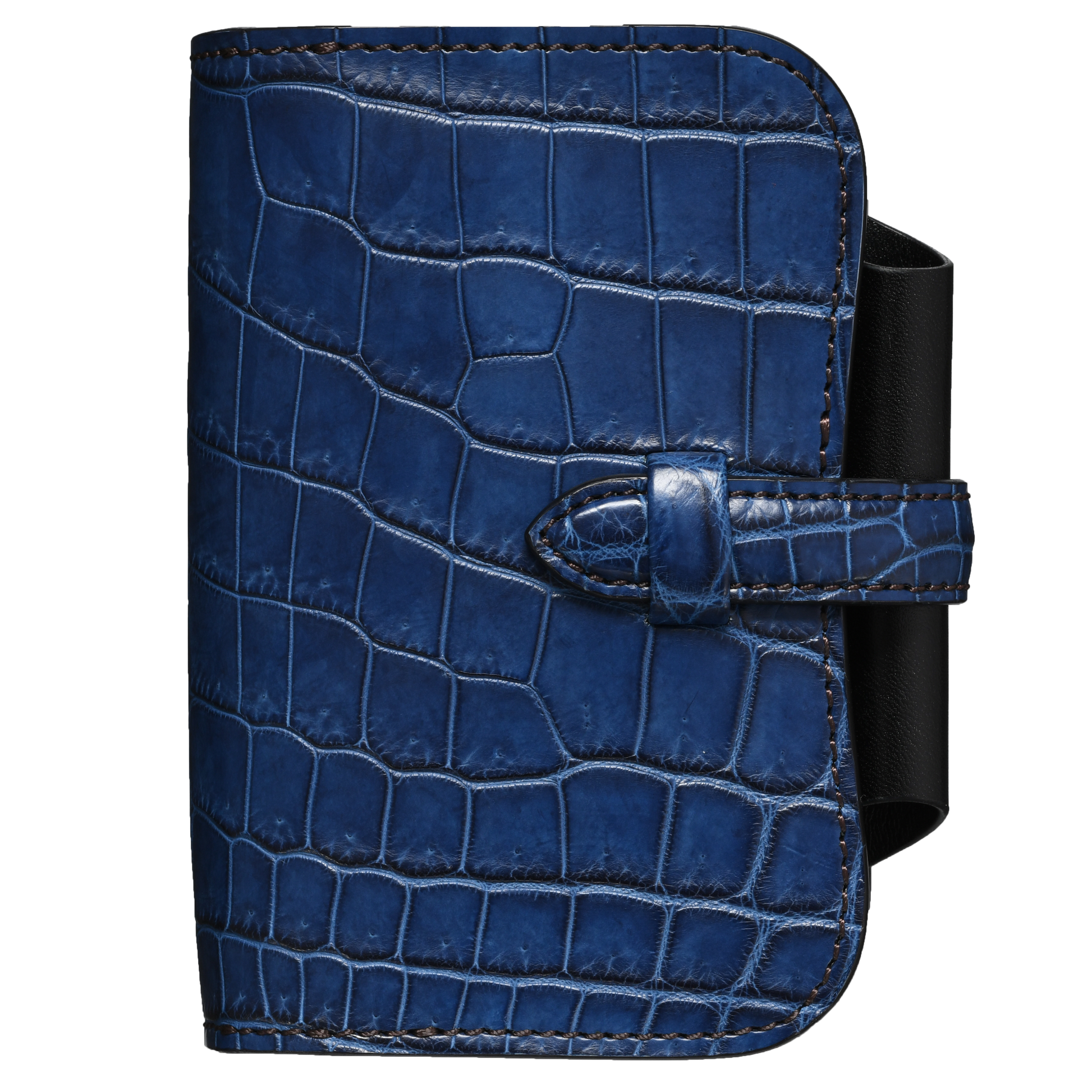 クロコダイル ベジットブルー さな 藍染クロコ × サドルプルアップ システム手帳 M5 φ11mm（趣味文