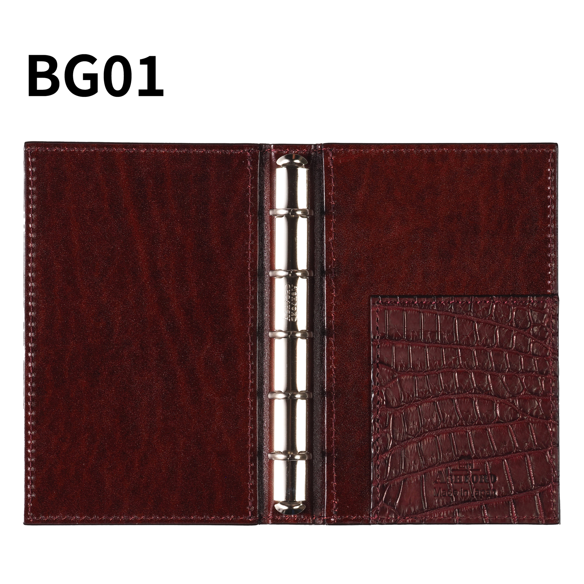 システム手帳 クロコダイル M5 φ11mm バーガンディ（趣味文オリジナル