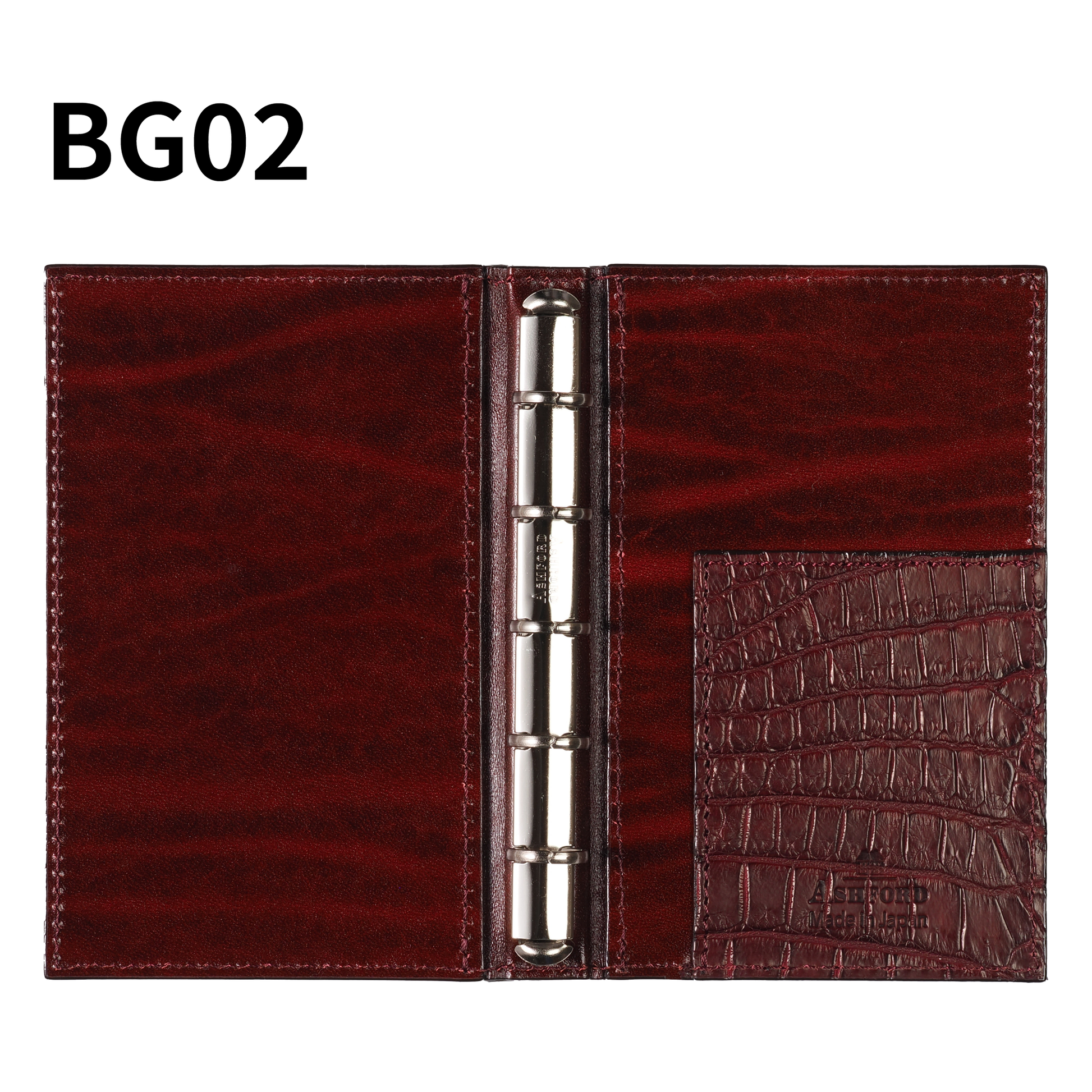 システム手帳 クロコダイル M5 φ11mm バーガンディ（趣味文オリジナル