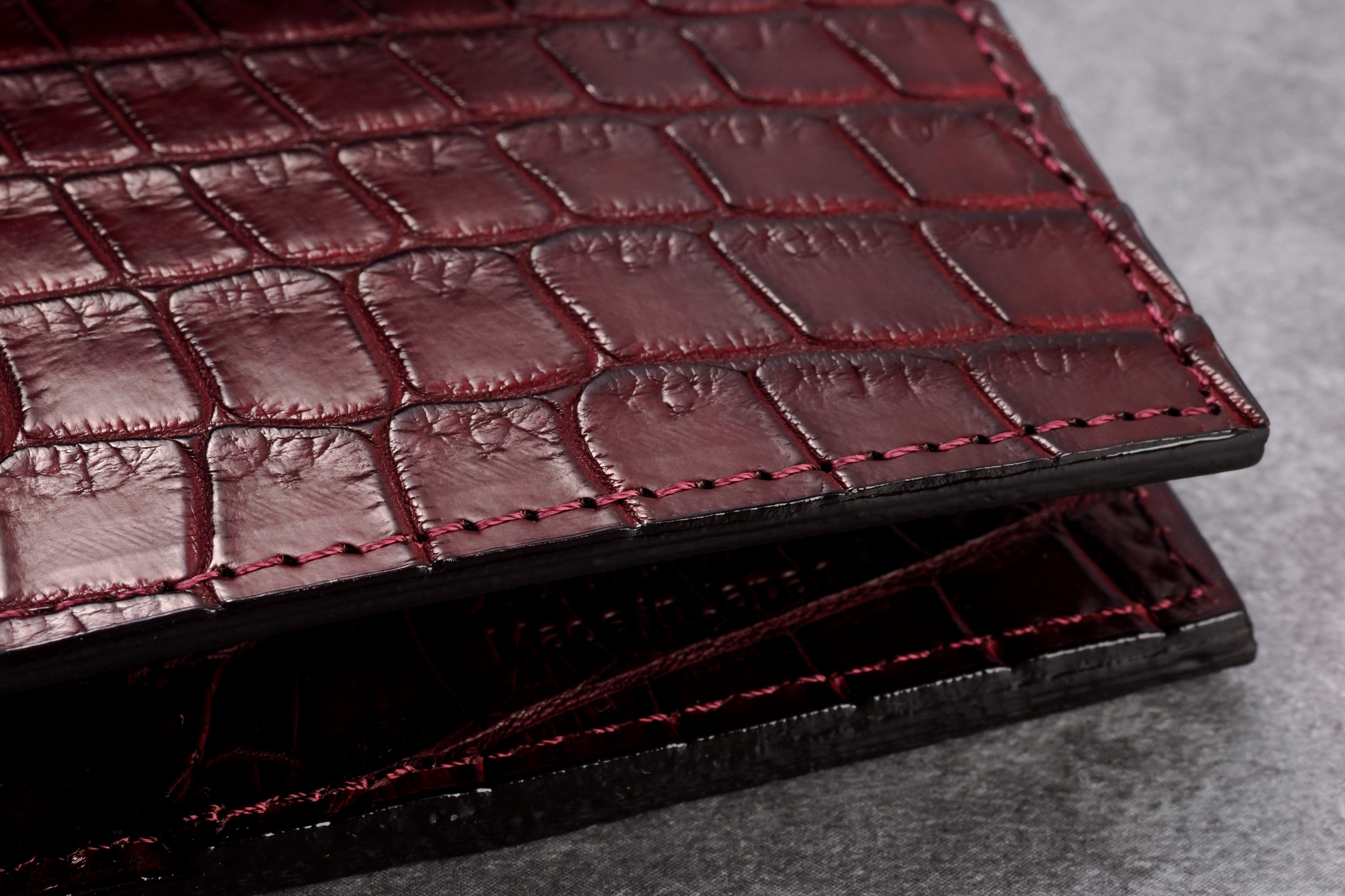 システム手帳 クロコダイル M5 φ11mm バーガンディ（趣味文オリジナル）