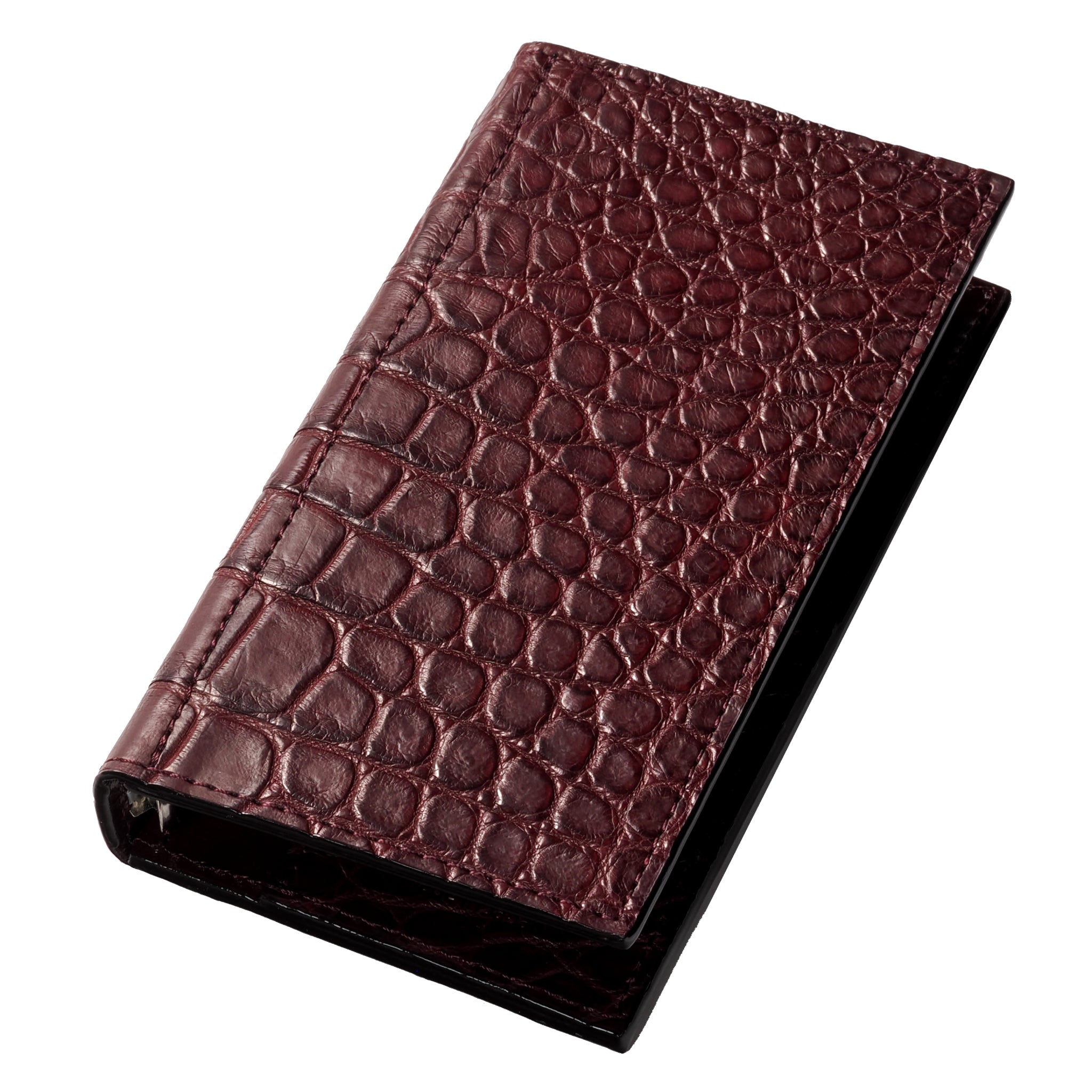 システム手帳 クロコダイル ミニ6ナロー φ11mm バーガンディ（趣味文オリジナル）【5営業日以内出荷】