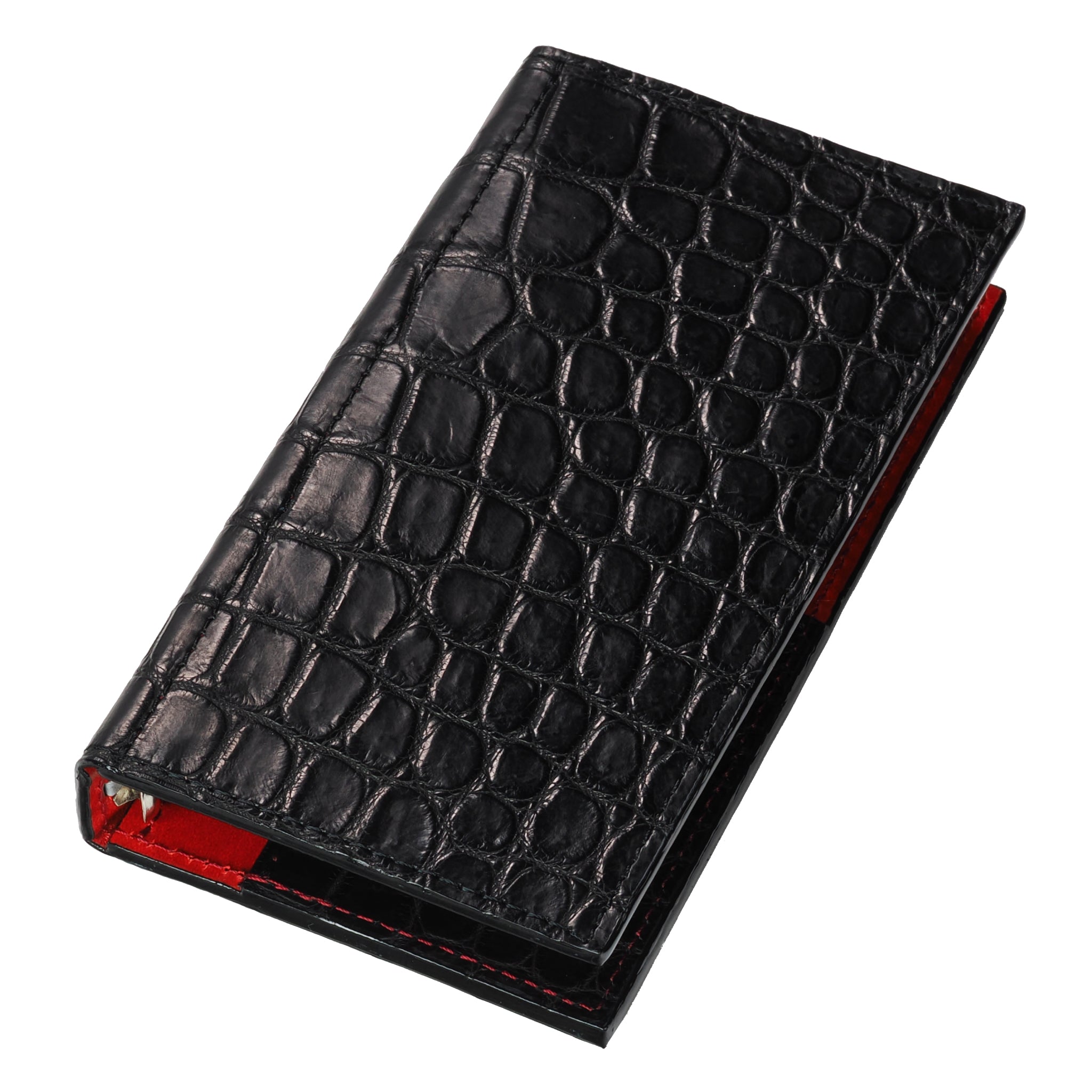 システム手帳 クロコダイル ミニ6ナロー φ11mm ブラック（趣味文オリジナル）【5営業日以内出荷】