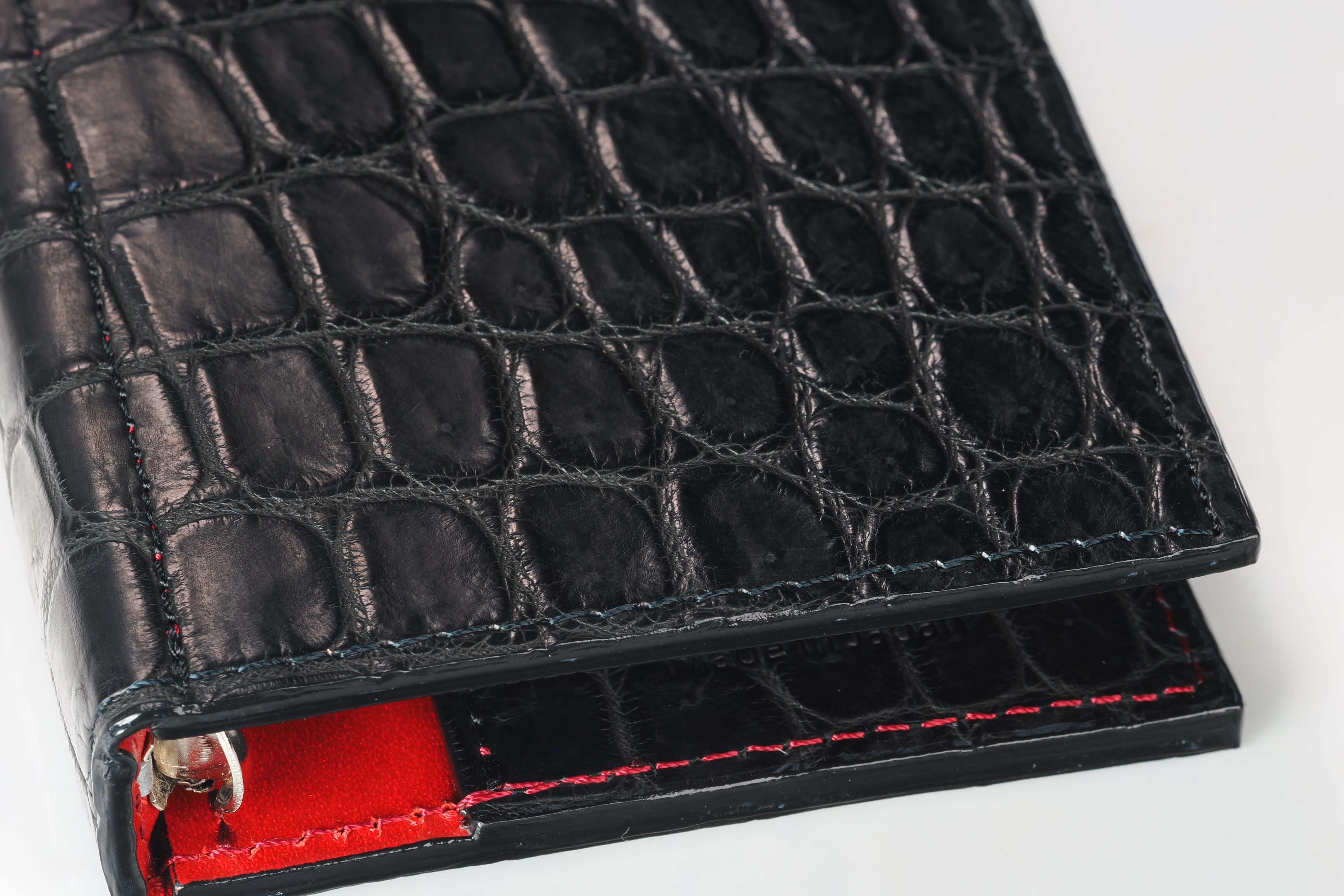 システム手帳 クロコダイル ミニ6ナロー φ11mm ブラック（趣味文オリジナル）【5営業日以内出荷】