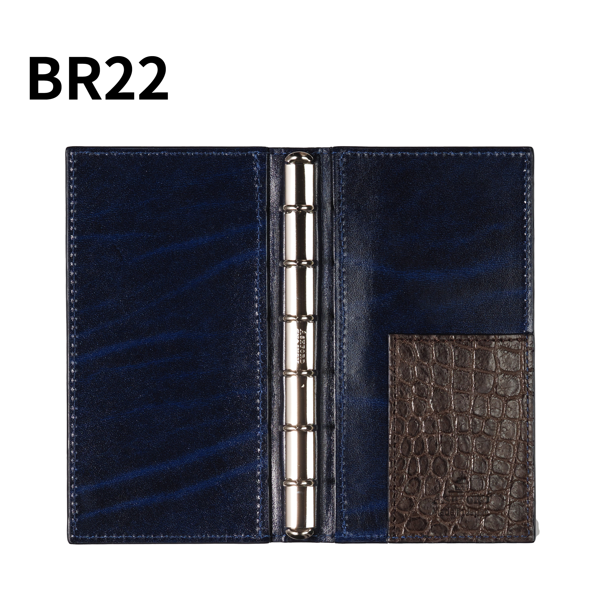 システム手帳 クロコダイル ミニ6ナロー φ11mm ブラウン（趣味文オリジナル）【5営業日以内出荷】