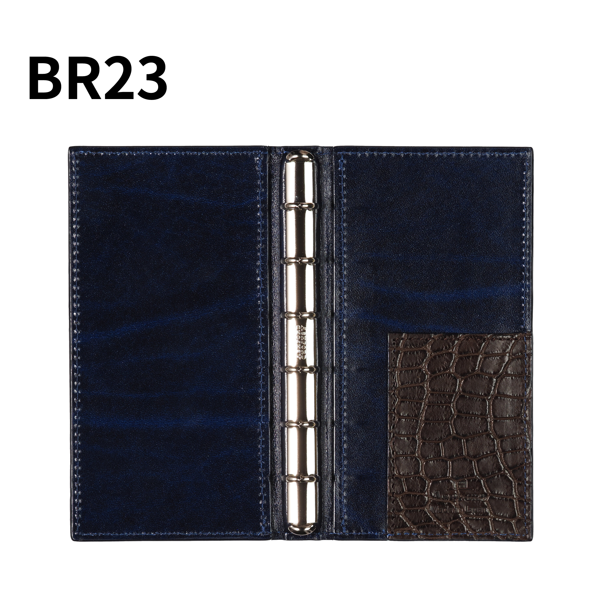 システム手帳 クロコダイル ミニ6ナロー φ11mm ブラウン（趣味文オリジナル）【5営業日以内出荷】