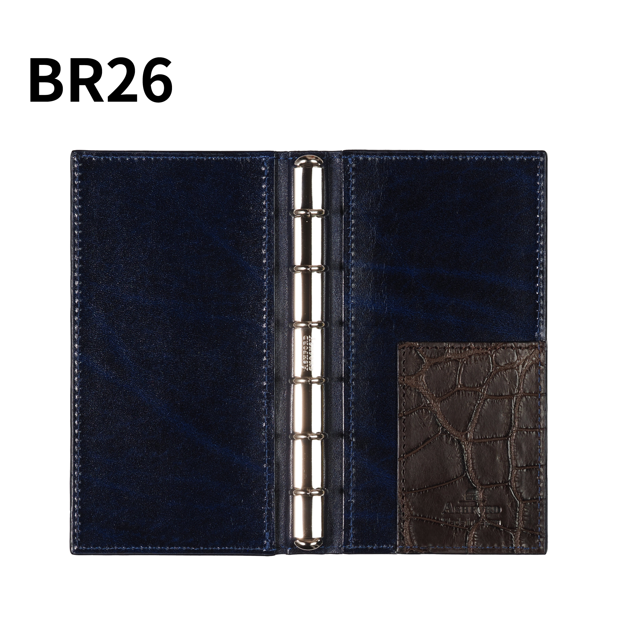 システム手帳 クロコダイル ミニ6ナロー φ11mm ブラウン（趣味文オリジナル）【5営業日以内出荷】