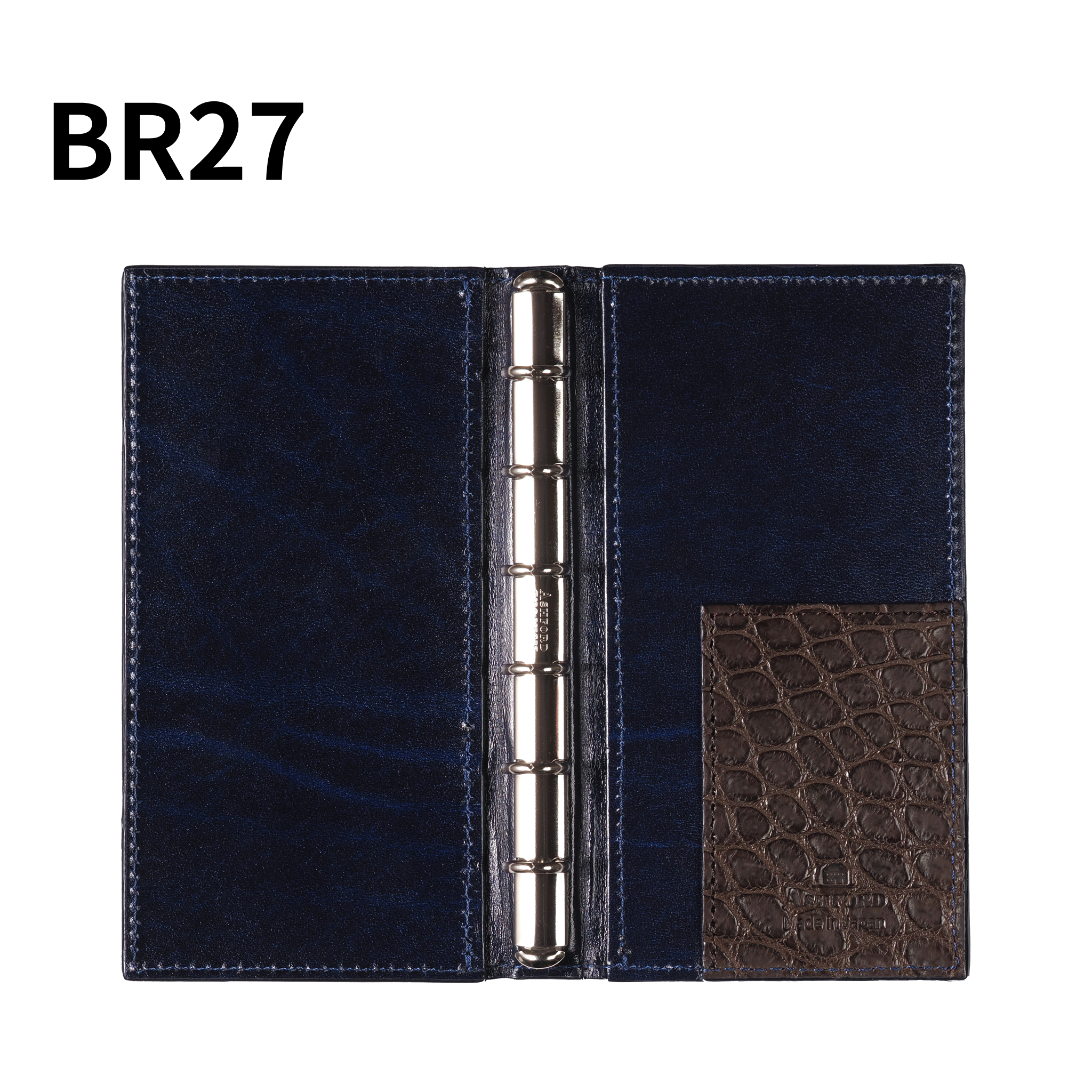 システム手帳 クロコダイル ミニ6ナロー φ11mm ブラウン（趣味文オリジナル）【5営業日以内出荷】