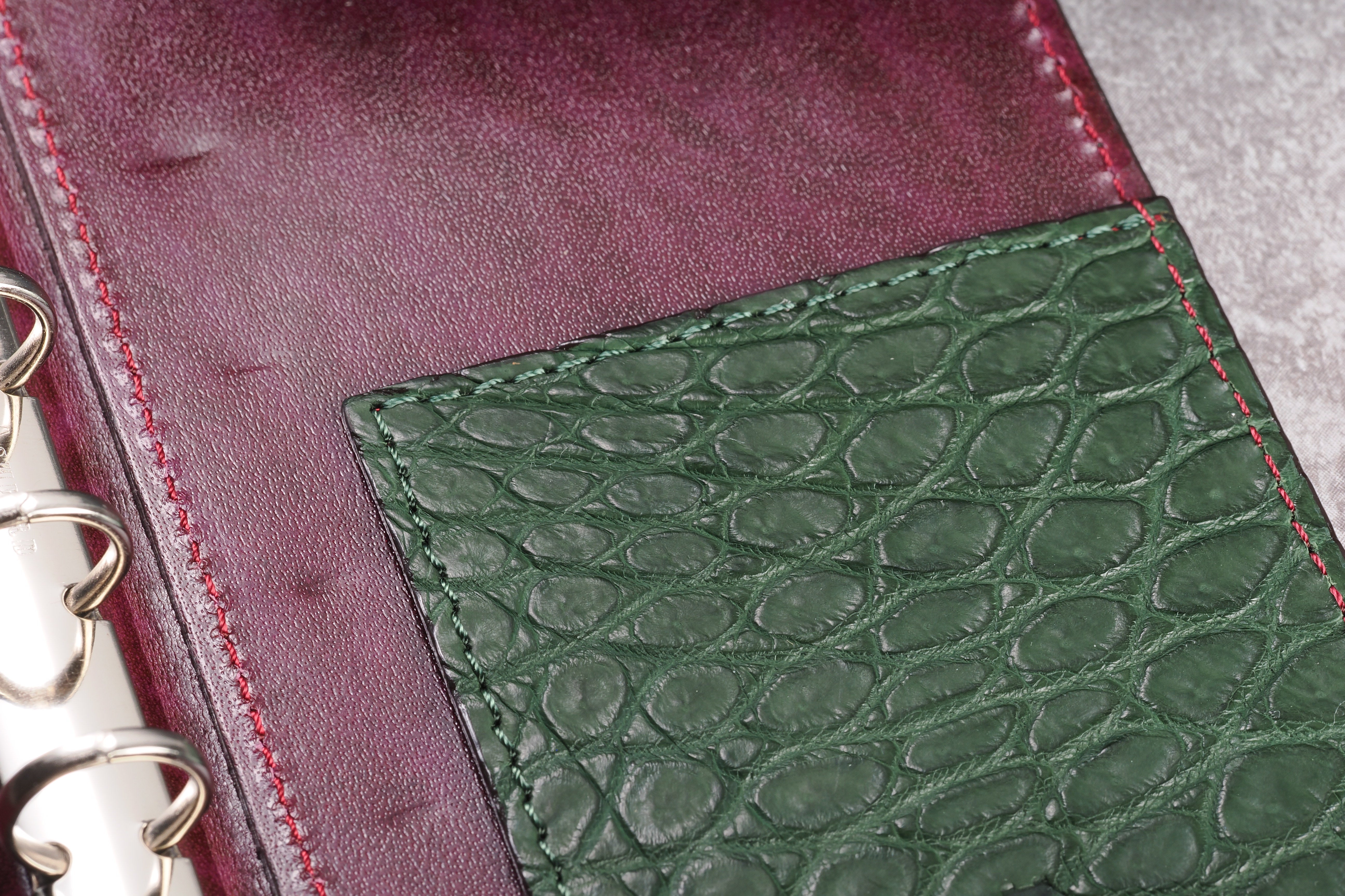 システム手帳 クロコダイル M5 φ11mm グリーン（趣味文オリジナル）