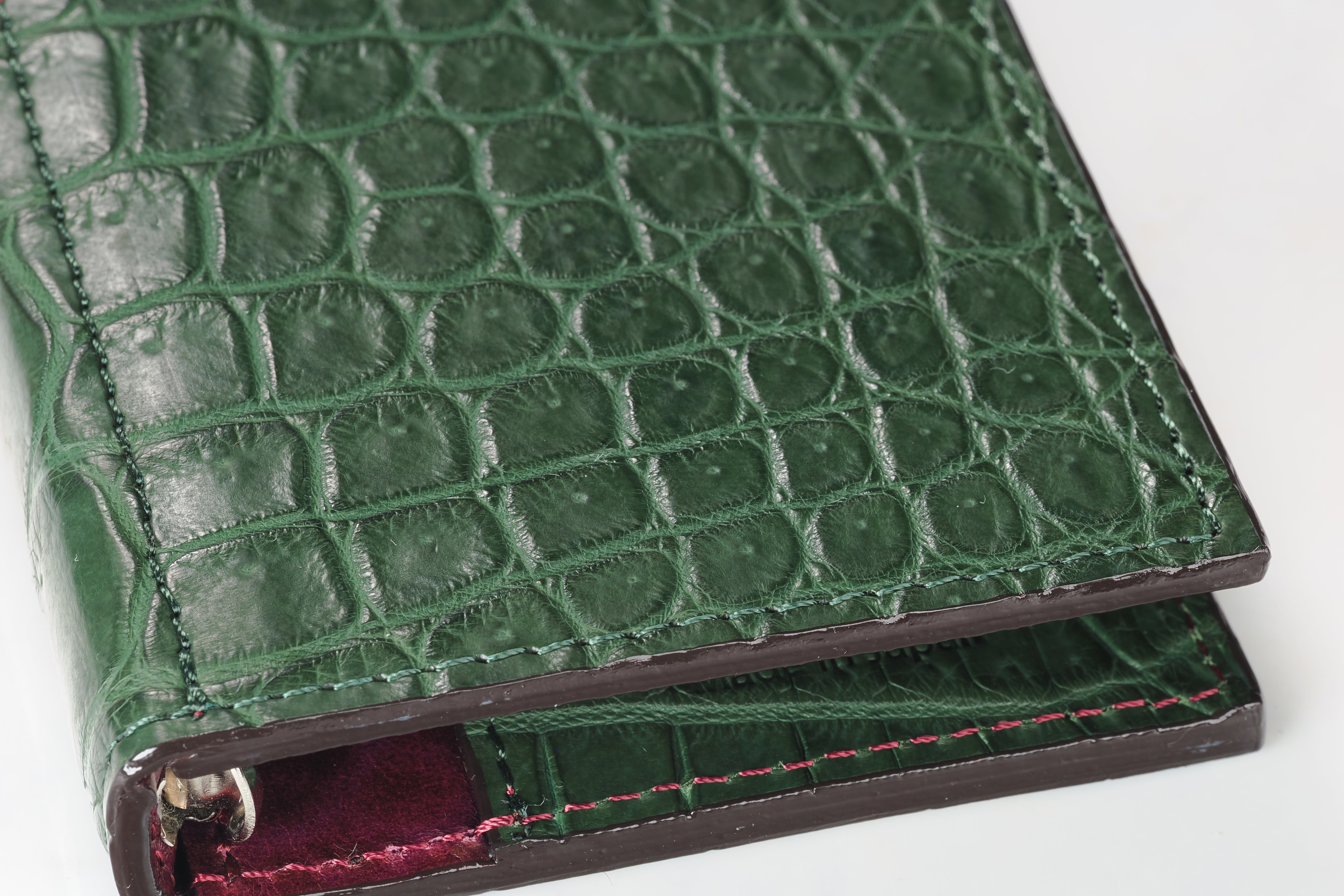 システム手帳 クロコダイル ミニ6ナロー φ11mm グリーン（趣味文オリジナル）【5営業日以内出荷】