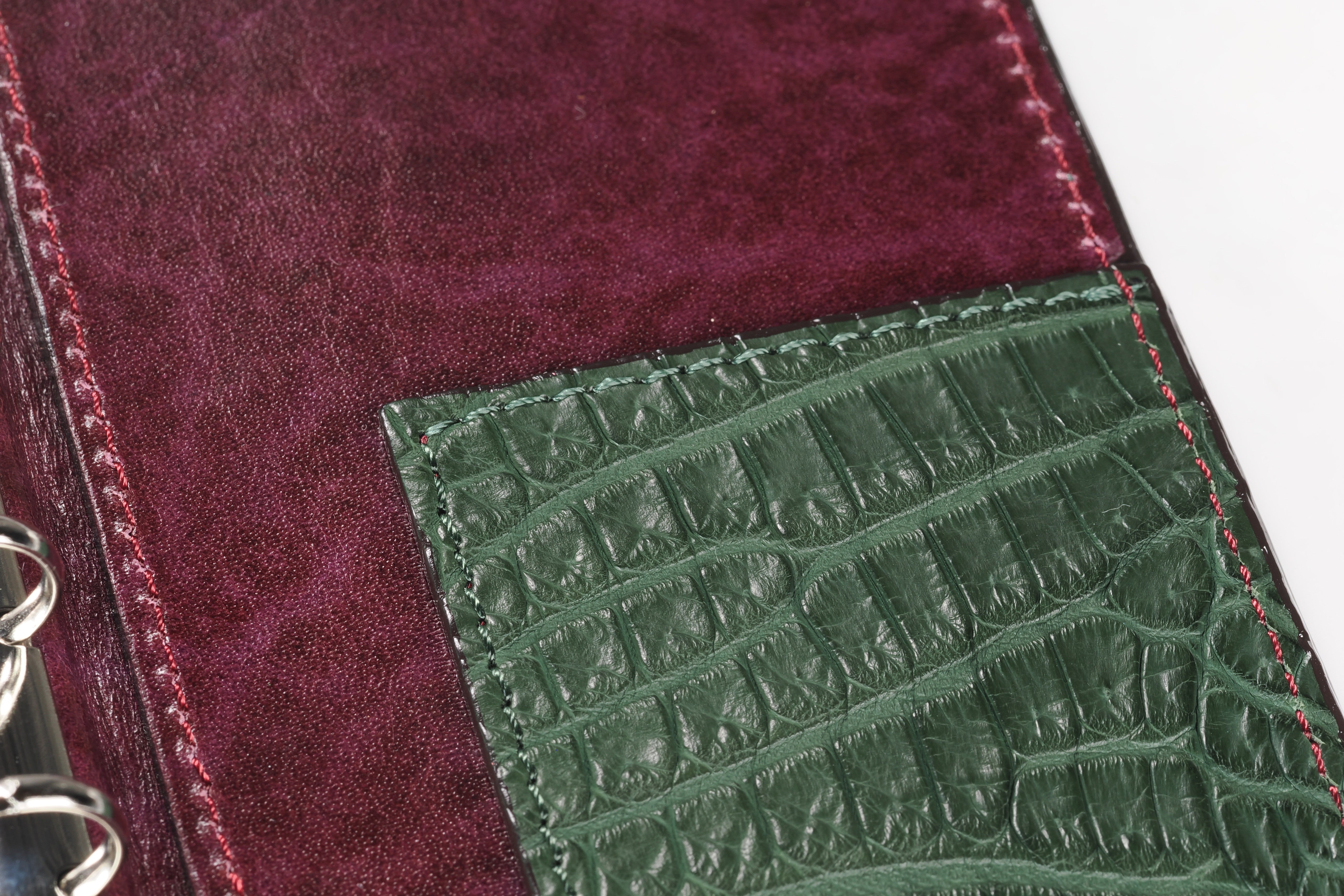 システム手帳 クロコダイル ミニ6ナロー φ11mm グリーン（趣味文オリジナル）【5営業日以内出荷】