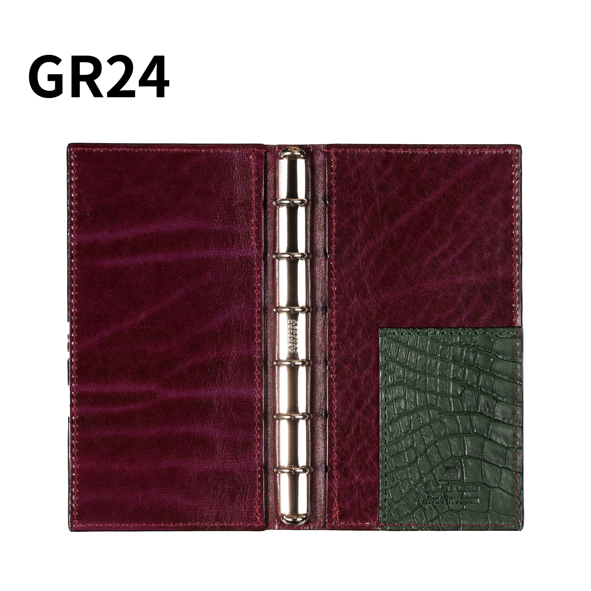 システム手帳 クロコダイル ミニ6ナロー φ11mm グリーン（趣味文オリジナル）【5営業日以内出荷】