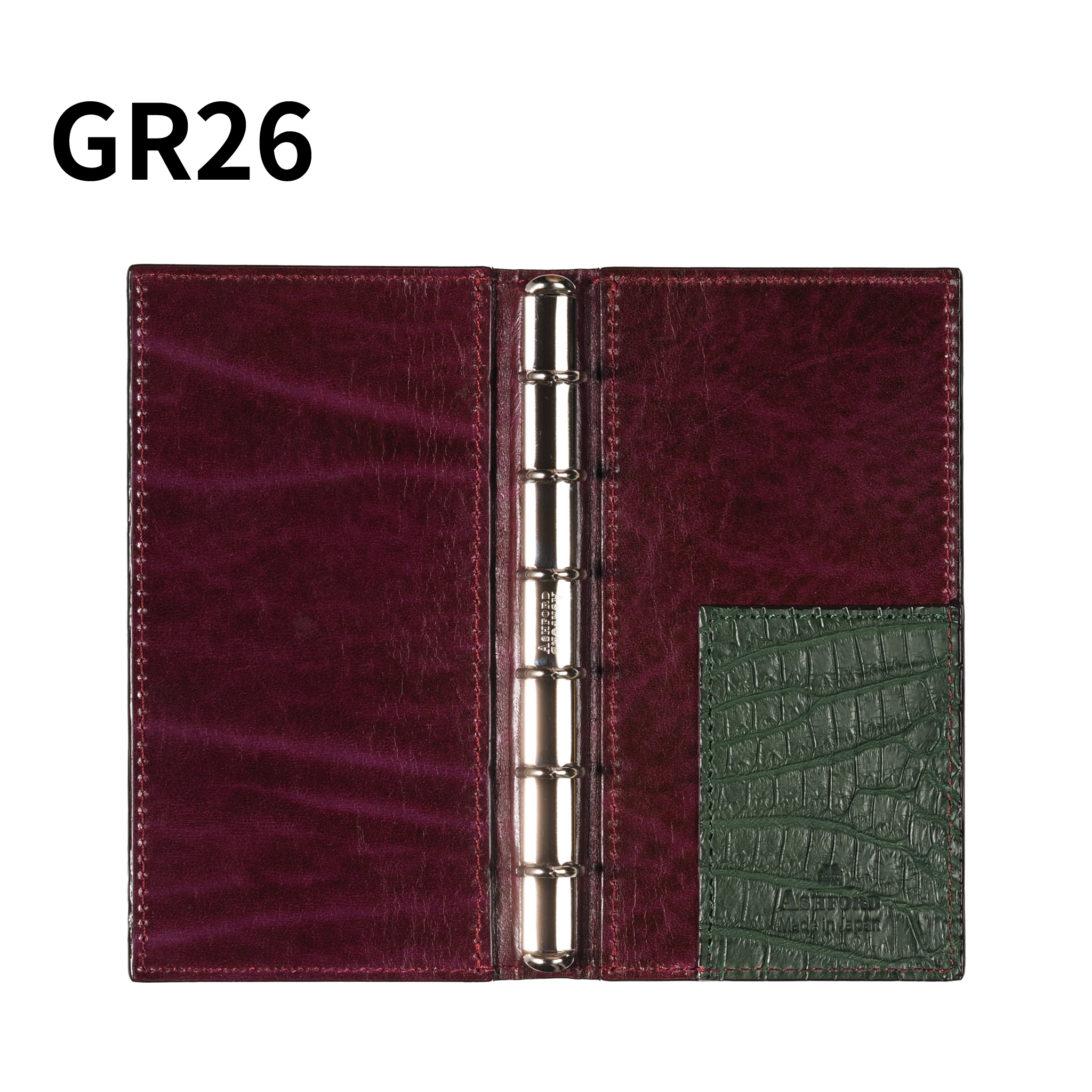 システム手帳 クロコダイル ミニ6ナロー φ11mm グリーン（趣味文オリジナル）【5営業日以内出荷】