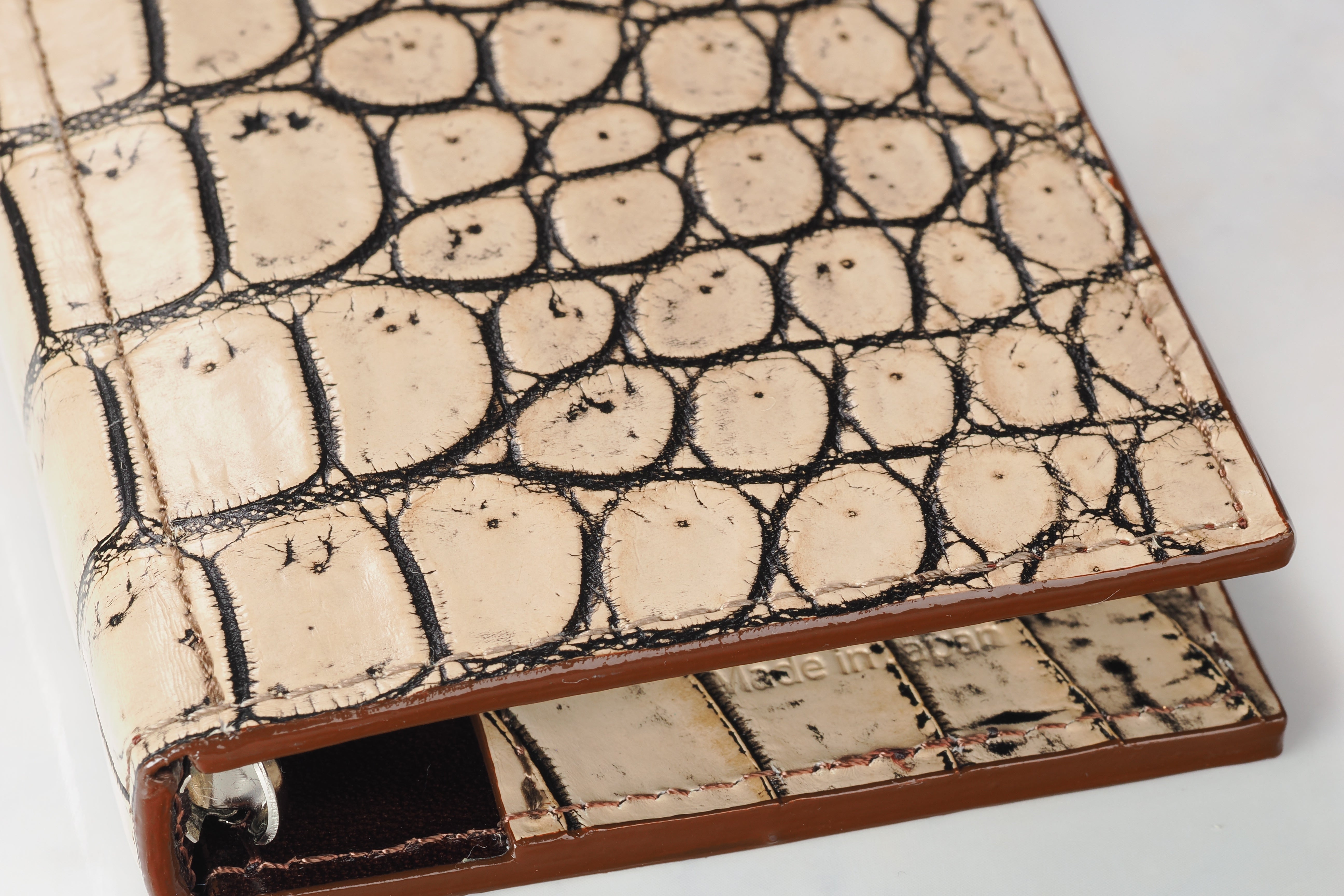 システム手帳 クロコダイル ミニ6ナロー φ11mm ストーンホワイト（趣味文オリジナル）