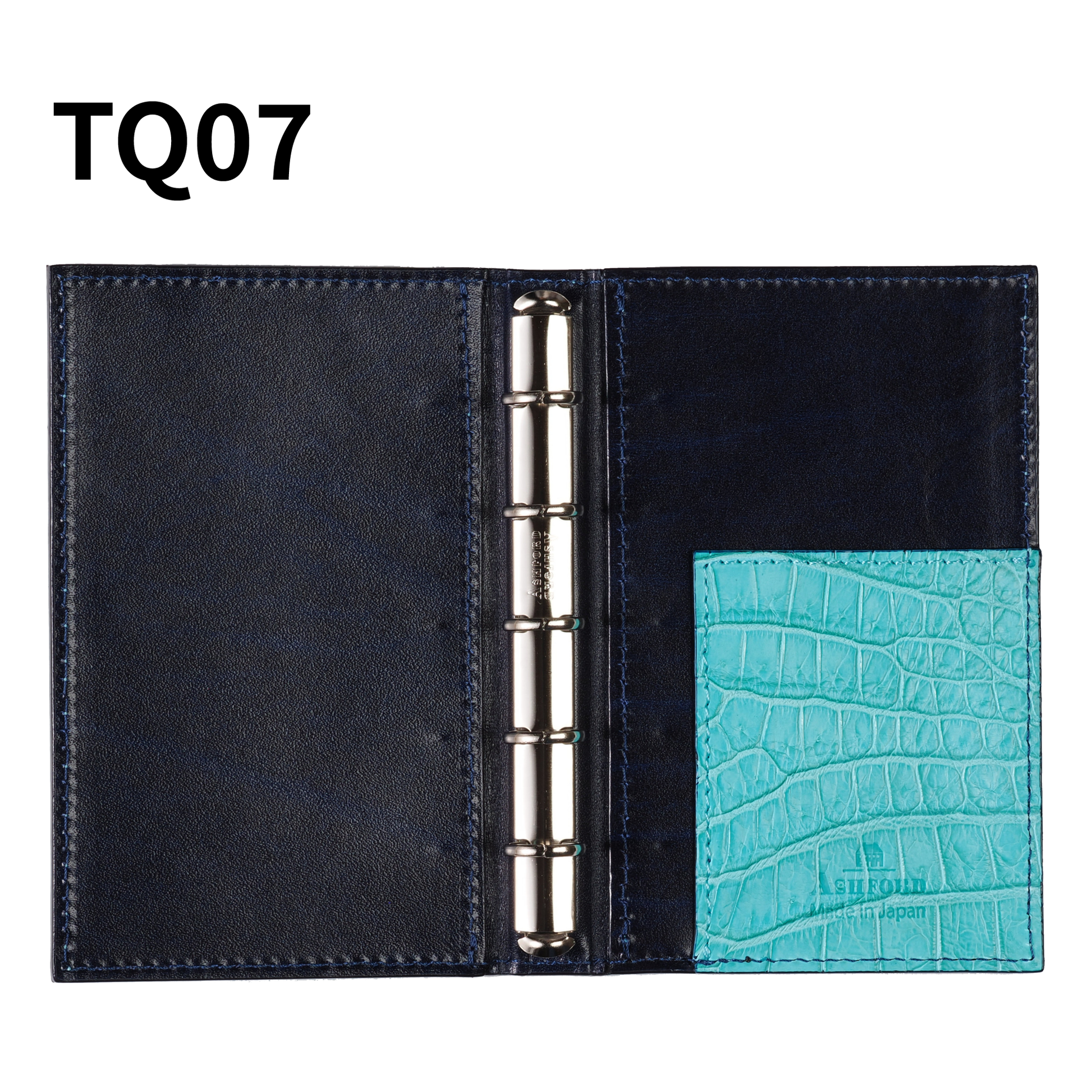 システム手帳 クロコダイル M5 φ11mm ブリリアントターコイズ（趣味文