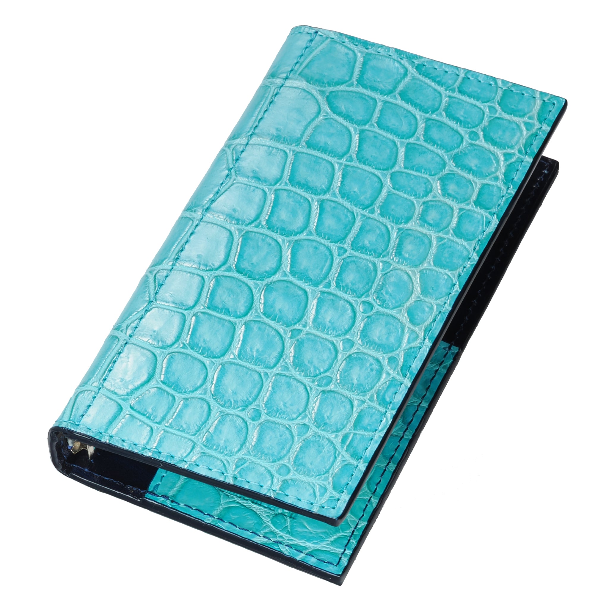 システム手帳 クロコダイル ミニ6ナロー φ11mm ブリリアントターコイズ（趣味文オリジナル）【5営業日以内出荷】