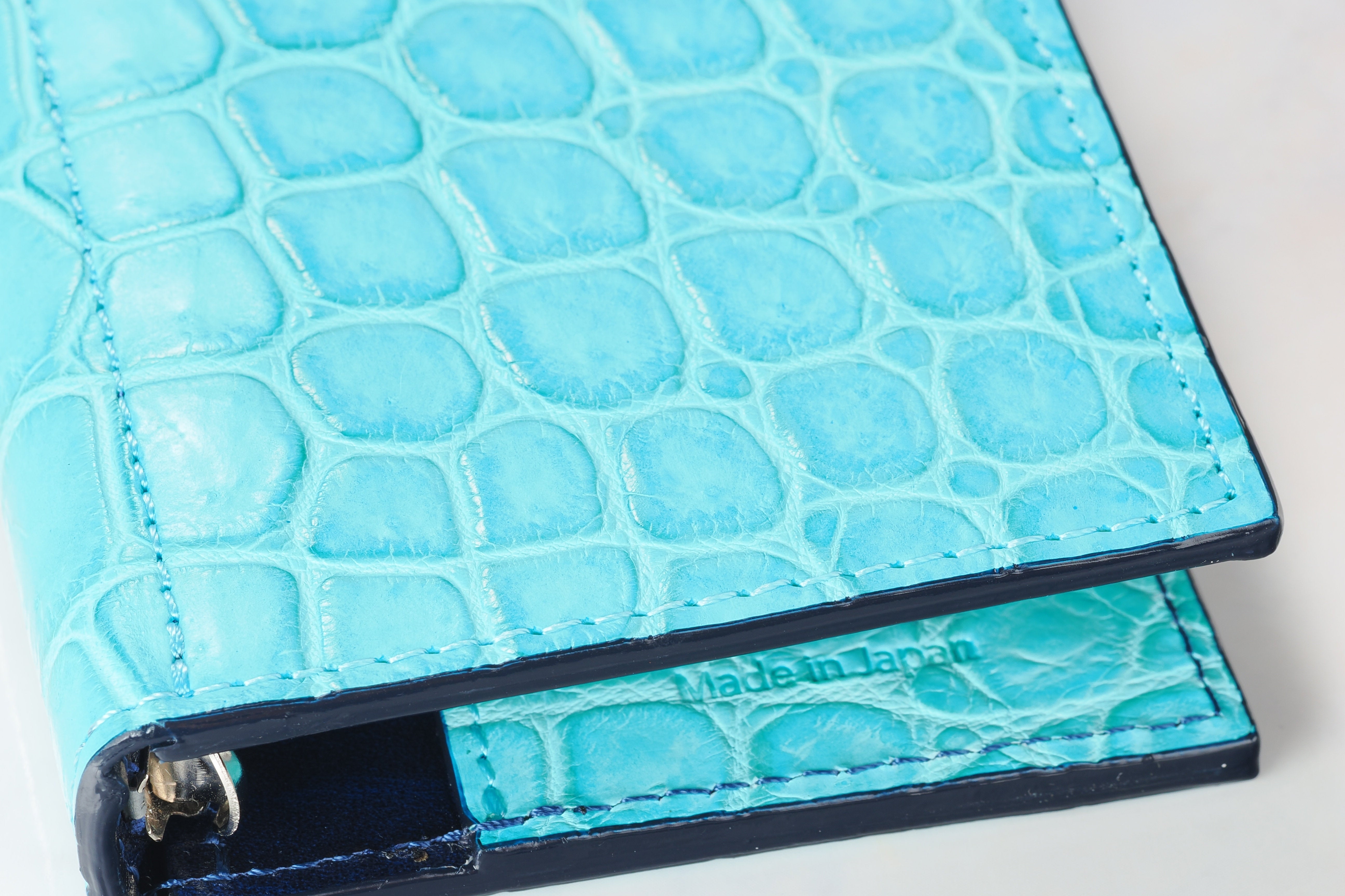 システム手帳 クロコダイル ミニ6ナロー φ11mm ブリリアントターコイズ（趣味文オリジナル）【5営業日以内出荷】