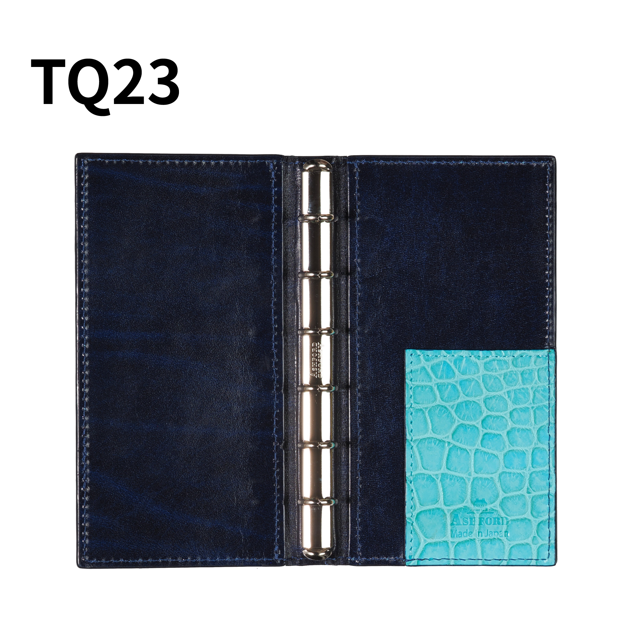 システム手帳 クロコダイル ミニ6ナロー φ11mm ブリリアントターコイズ システム手帳 クロコダイル ミニ6ナロー φ11mm ブリリアントターコイズ