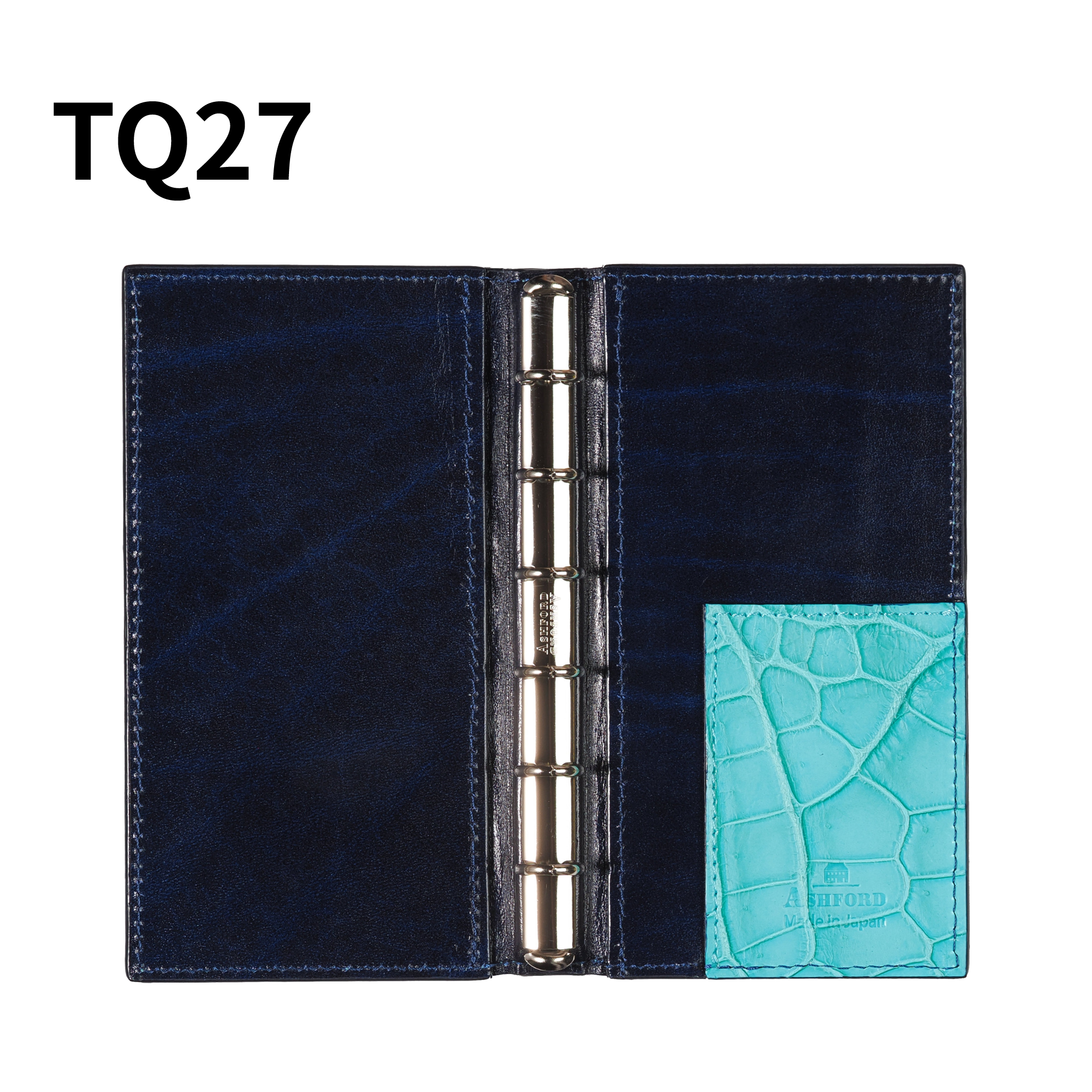 システム手帳 クロコダイル ミニ6ナロー φ11mm ブリリアントターコイズ